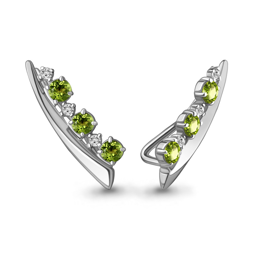 

Серьги из серебра с хризолитом\фианитом Aquamarine Aquamarine 4770107А_925_р, 4770107А_925_р