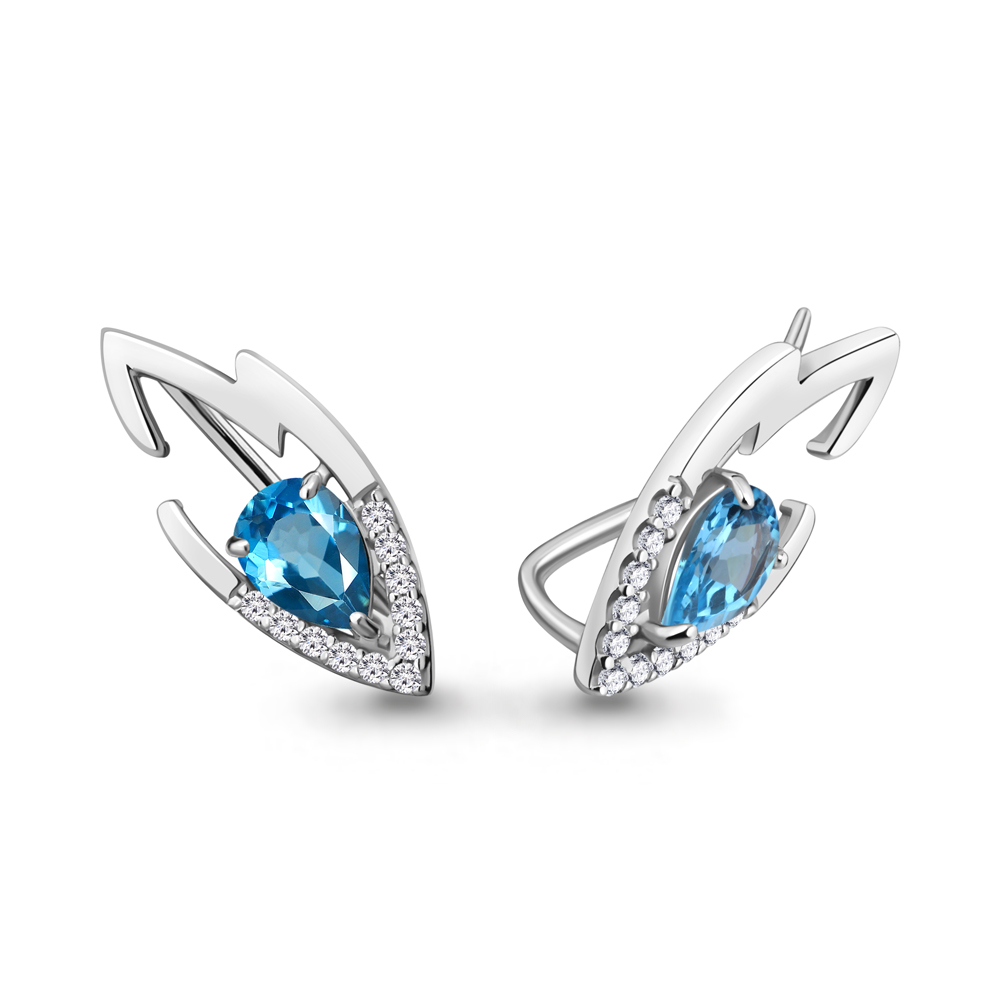 

Серьги из серебра с топазом\фианитом Aquamarine Aquamarine 4770005А_925_р, 4770005А_925_р