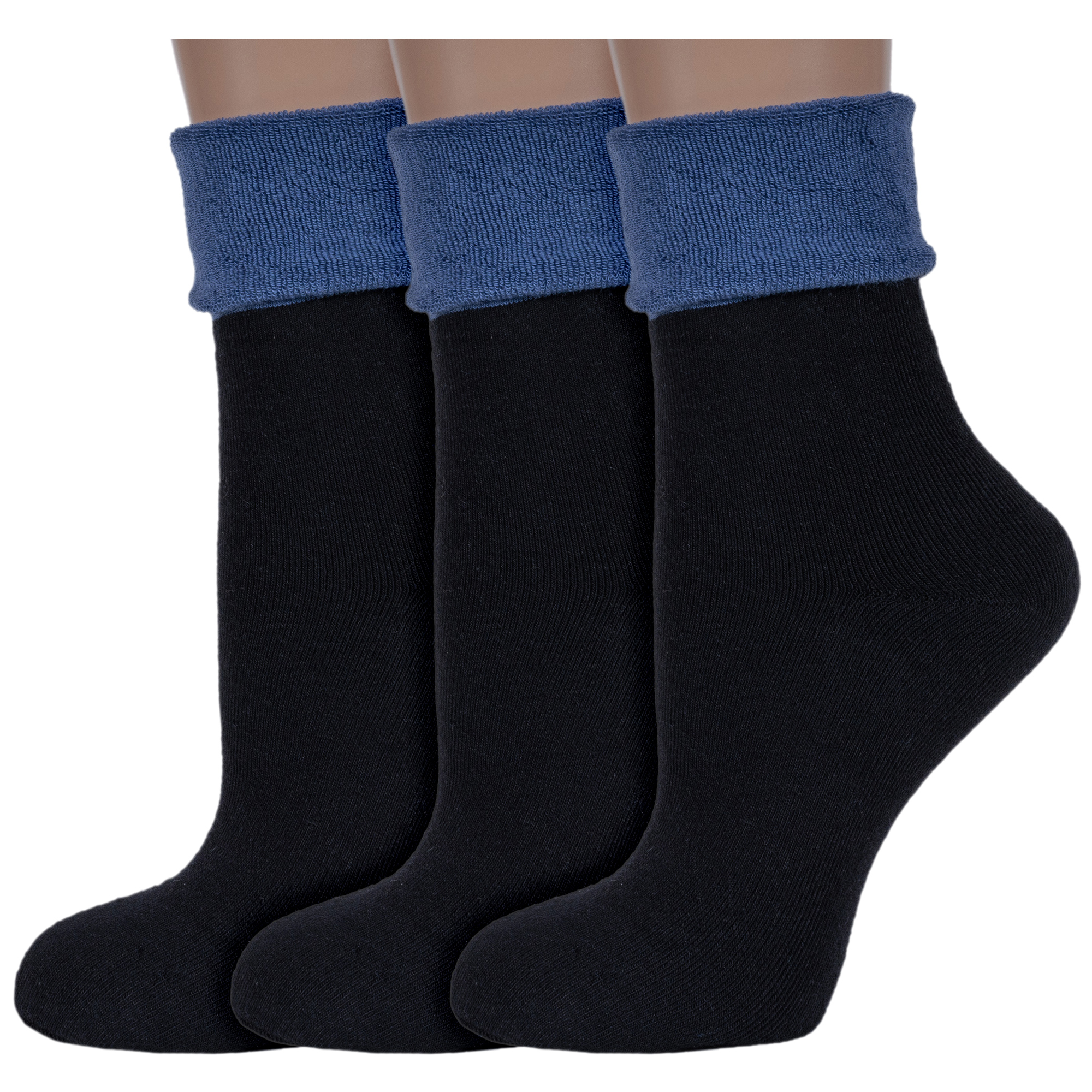 Комплект носков женских VASILINA 3-5С3229 черных; синих 23-25