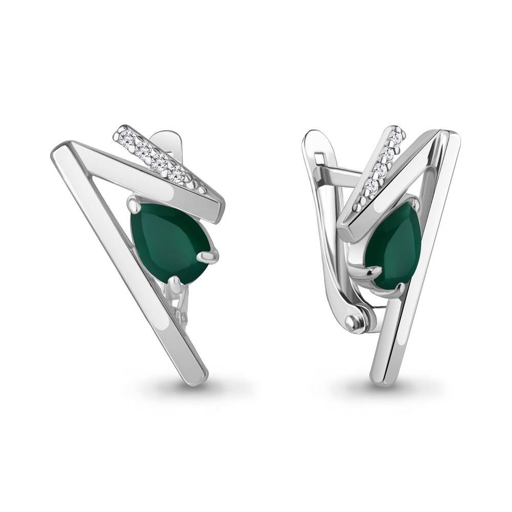

Серьги из серебра с агатом\фианитом Aquamarine Aquamarine 4768709А_925_р, 4768709А_925_р