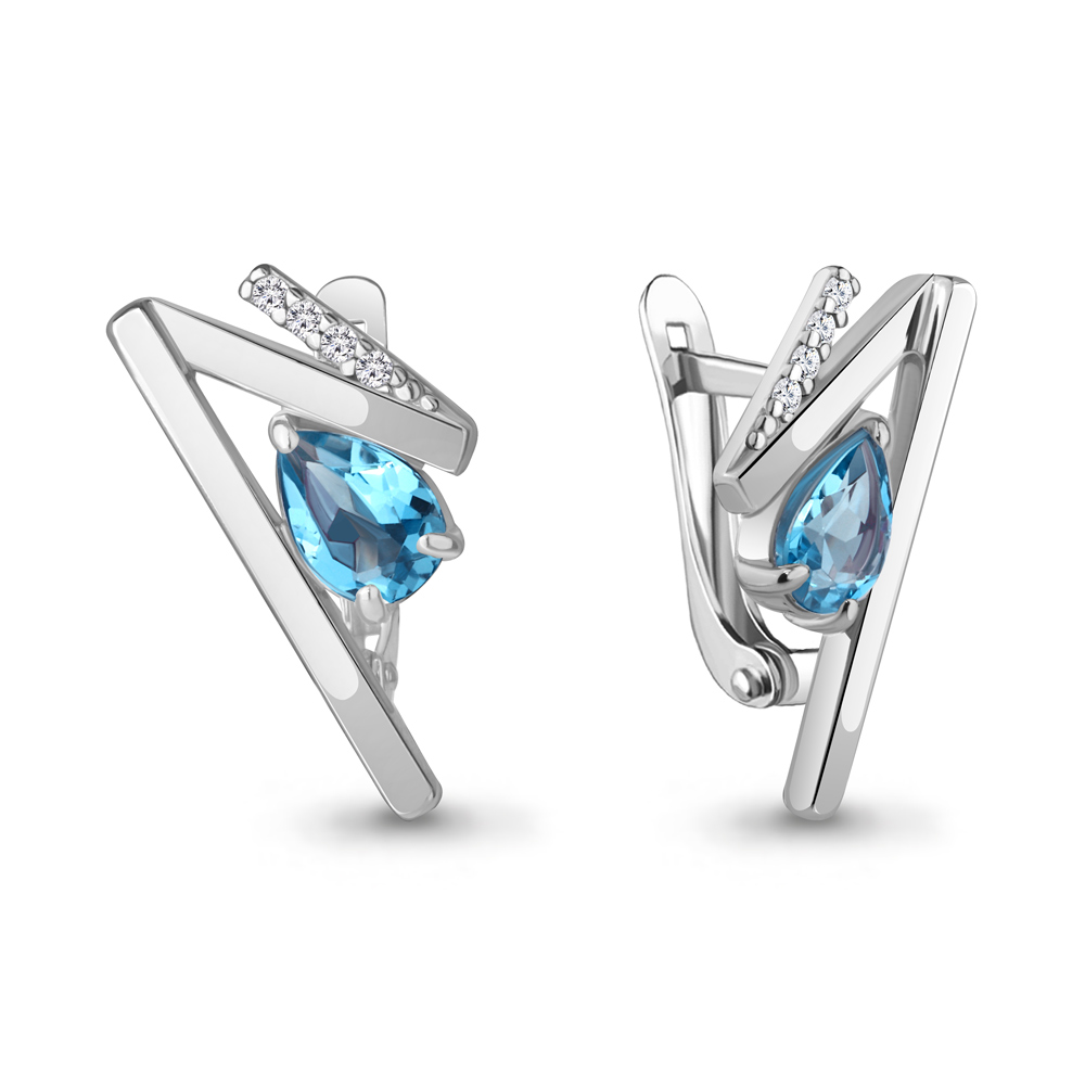 

Серьги из серебра с топазом\фианитом Aquamarine Aquamarine 4768705А_925_р, 4768705А_925_р