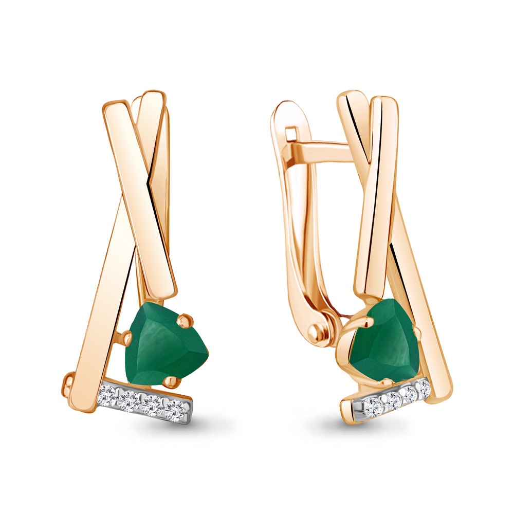 

Серьги из серебра с агатом\фианитом Aquamarine Aquamarine 4768609А_925_з, 4768609А_925_з