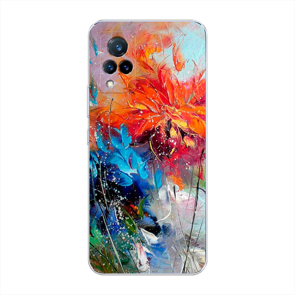 

Чехол на Vivo V21 "Абстрактные цветы", Оранжевый;синий, 264350-4
