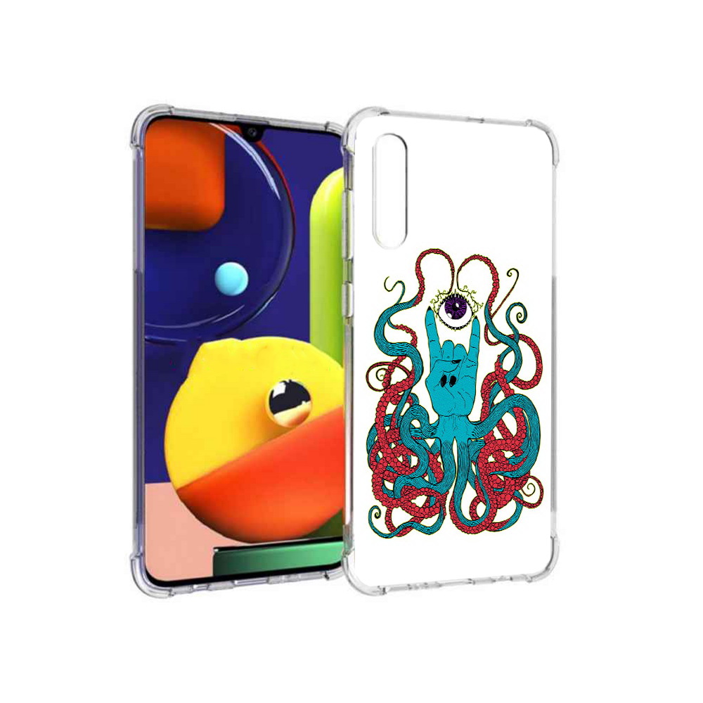 

Чехол MyPads Tocco для Samsung Galaxy A70 осьминог-рука абстракция (PT128584.546.530), Прозрачный, Tocco