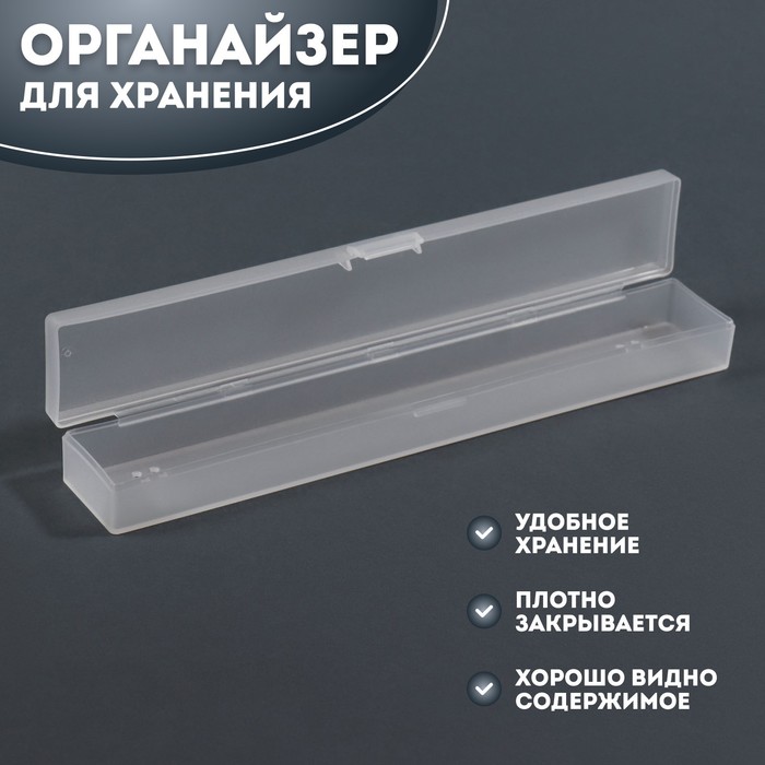 Органайзер для хранения, с крышкой, 3,1x18,9x2,2 см, цвет прозрачный