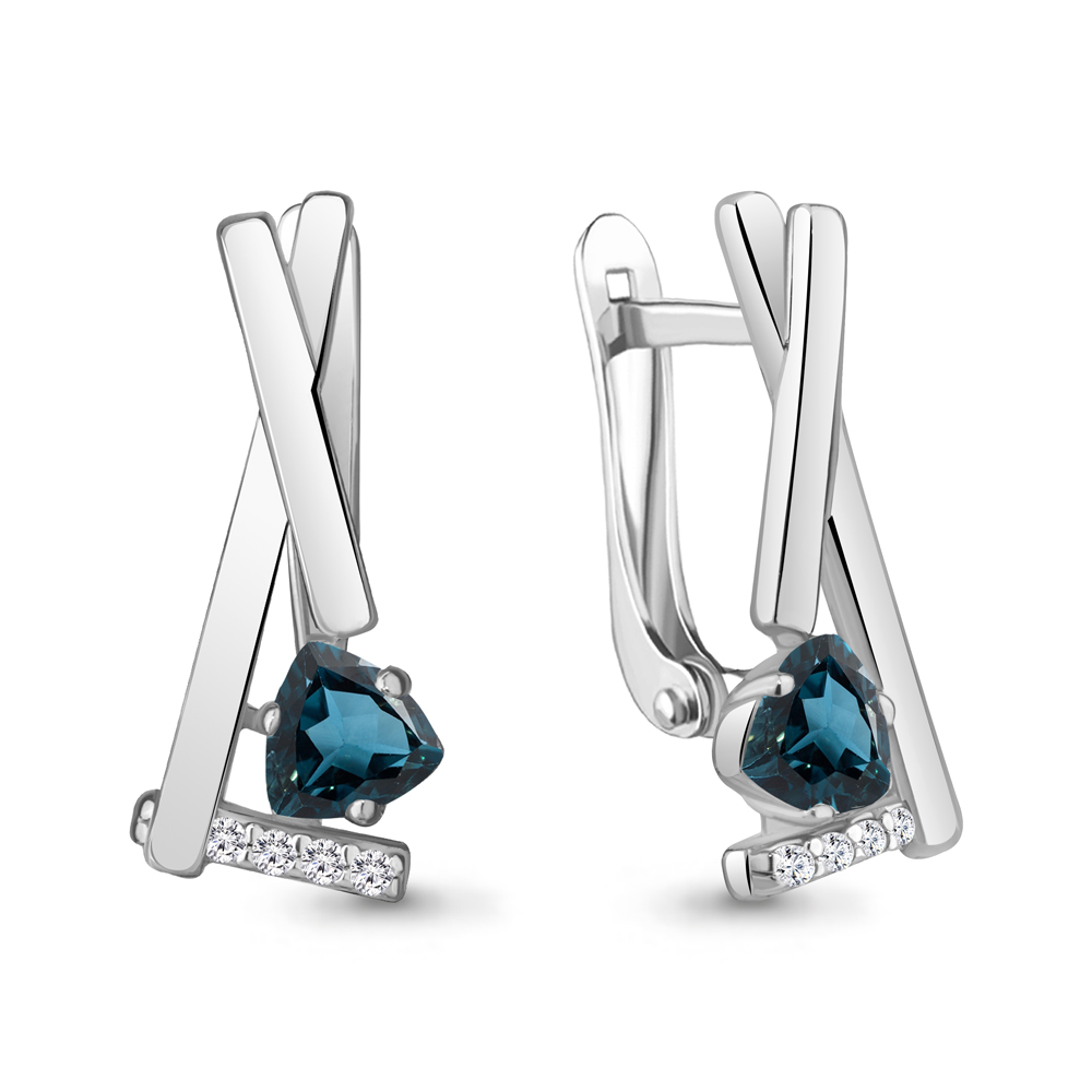 

Серьги из серебра с топазом\фианитом Aquamarine Aquamarine 4768608А_925_р, 4768608А_925_р