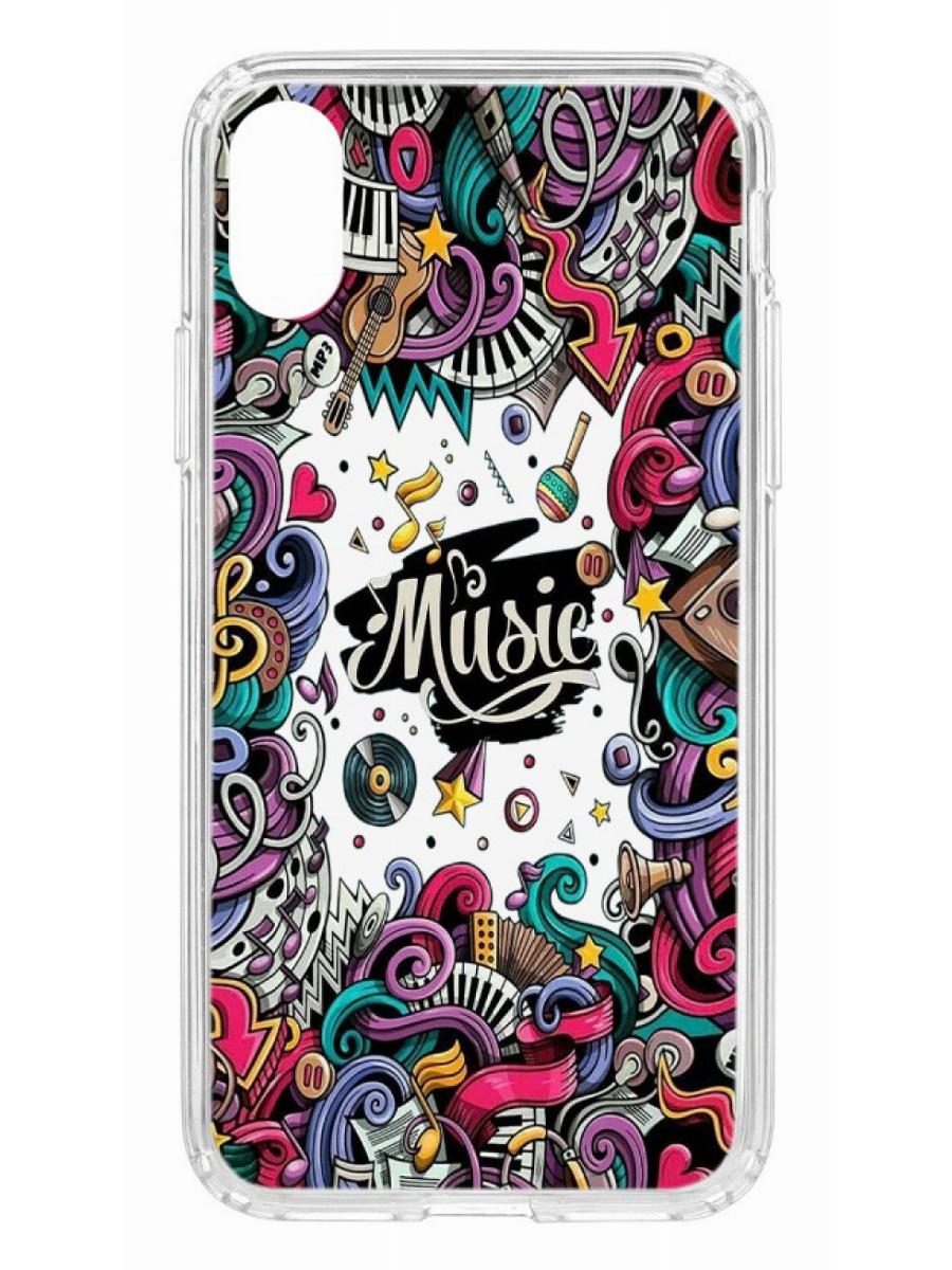

Чехол для Apple iPhone X/XS КRUЧЕ Print Music прозрачный с рисунком