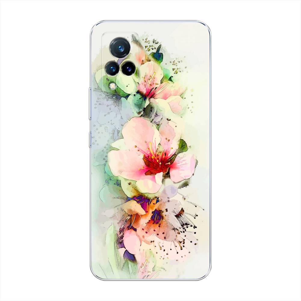 

Чехол на Vivo V21 "Нежные цветы", Зеленый;розовый, 264350-2