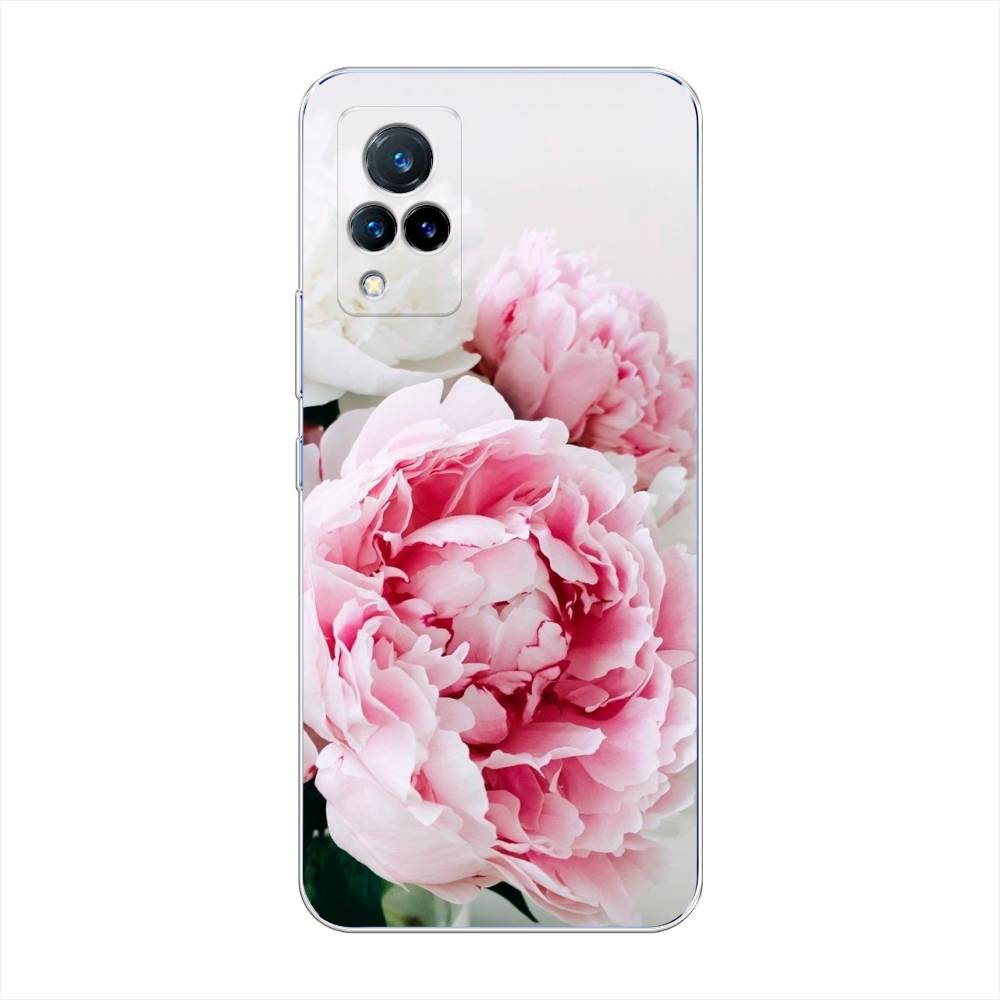 

Чехол на Vivo V21 "Розовые и белые пионы", Розовый;белый, 264350-2