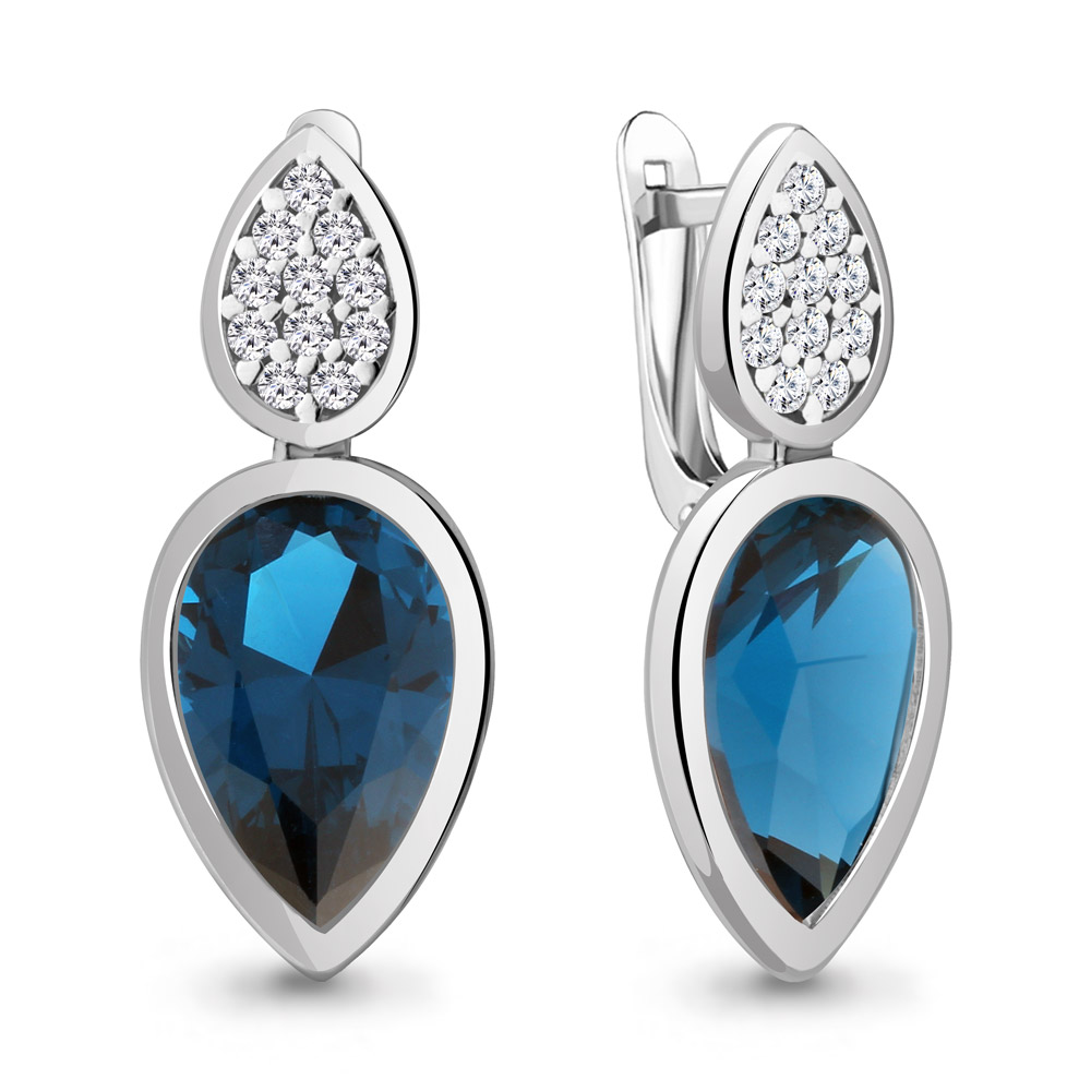 

Серьги из серебра с фианитом Aquamarine Aquamarine 4768193А_925_р, 4768193А_925_р