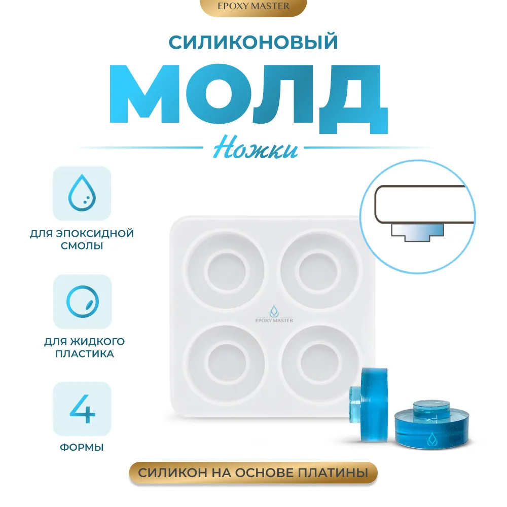 

Силиконовый молд EPOXYMASTER Ножки 10х10, Белый, Силиконовый молд