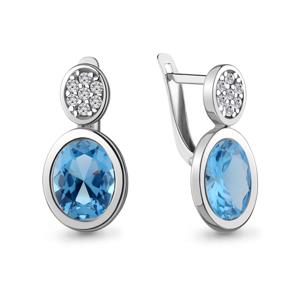 

Серьги из серебра с фианитом Aquamarine Aquamarine 4768092А_925_р, 4768092А_925_р