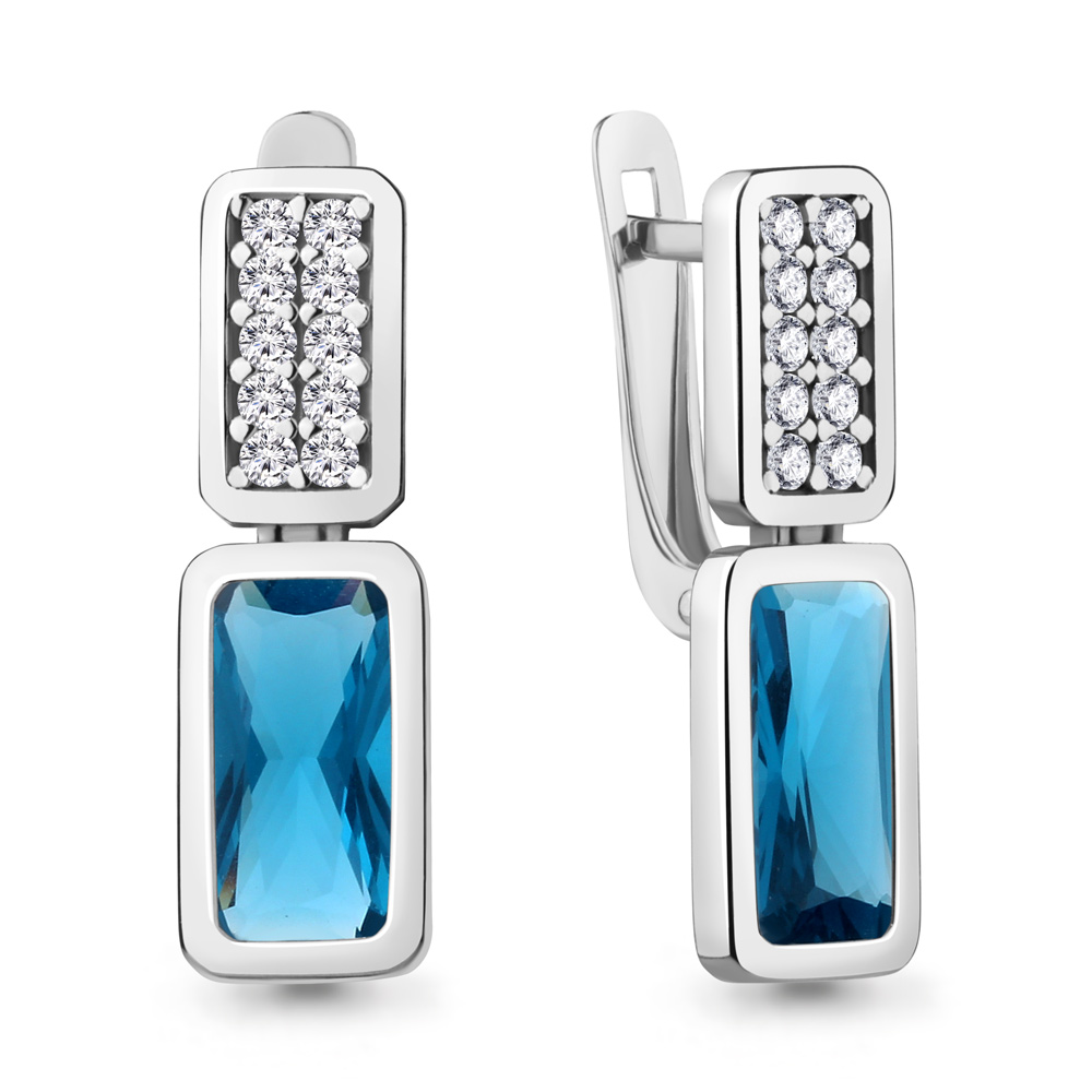

Серьги из серебра с фианитом Aquamarine Aquamarine 4767993А_925_р, 4767993А_925_р