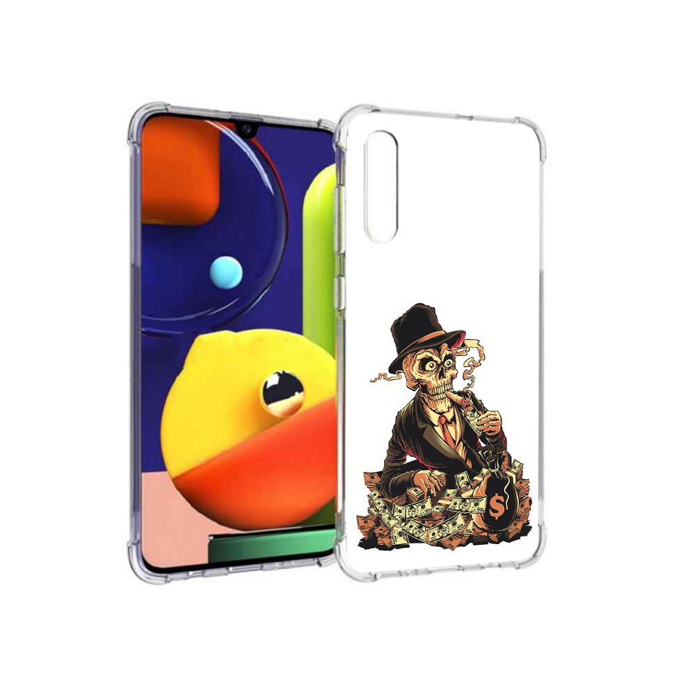 

Чехол MyPads Tocco для Samsung Galaxy A70 нарисованный череп с сигаретой, Прозрачный, Tocco