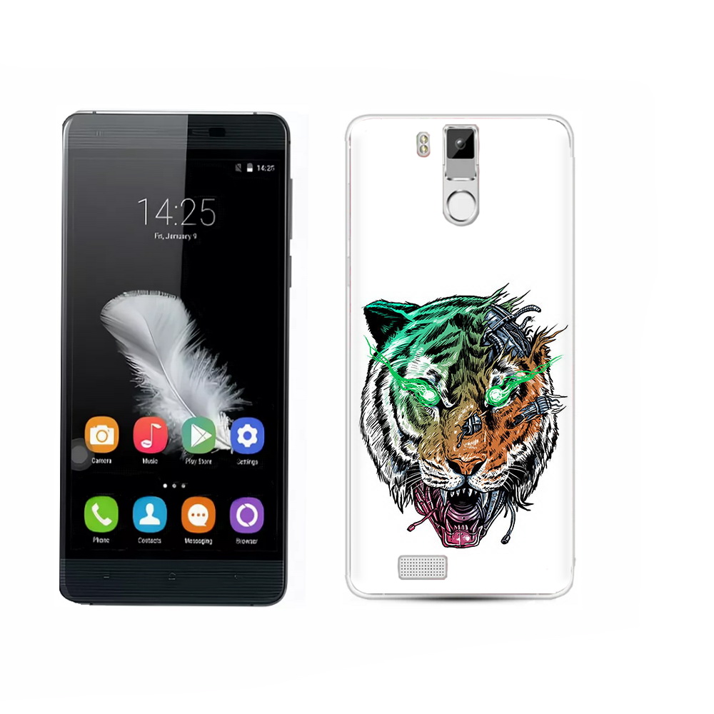 

Чехол MyPads Tocco для Oukitel K6000 Pro робо-тигр, Прозрачный, Tocco