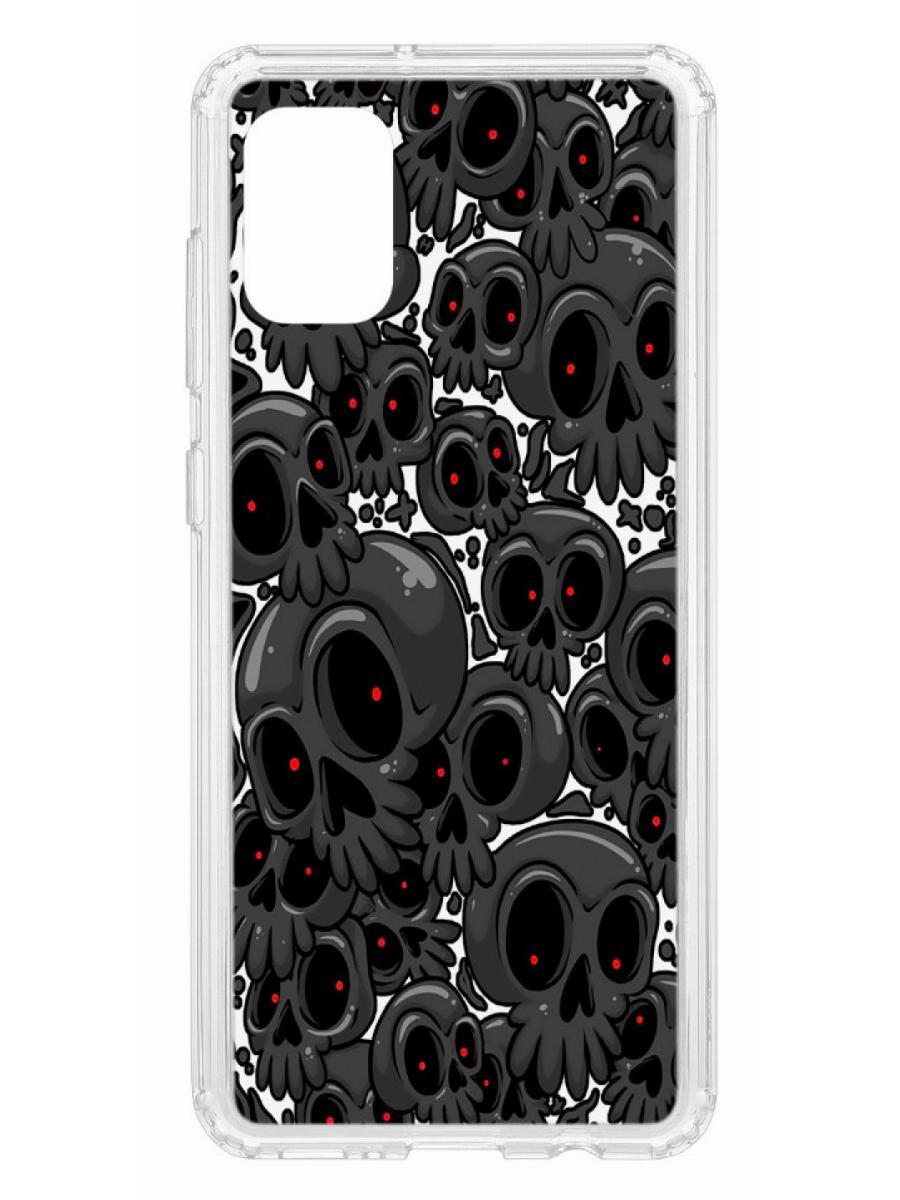 

Чехол на Samsung Galaxy A31 Kruche Print Skull gray, Прозрачный;разноцветный;черный;белый