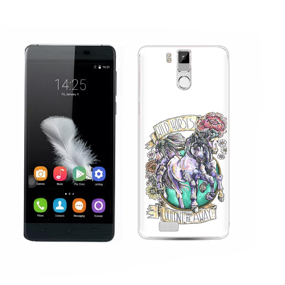 

Чехол MyPads Tocco для Oukitel K6000 Pro рисунок коней в цветах, Прозрачный, Tocco