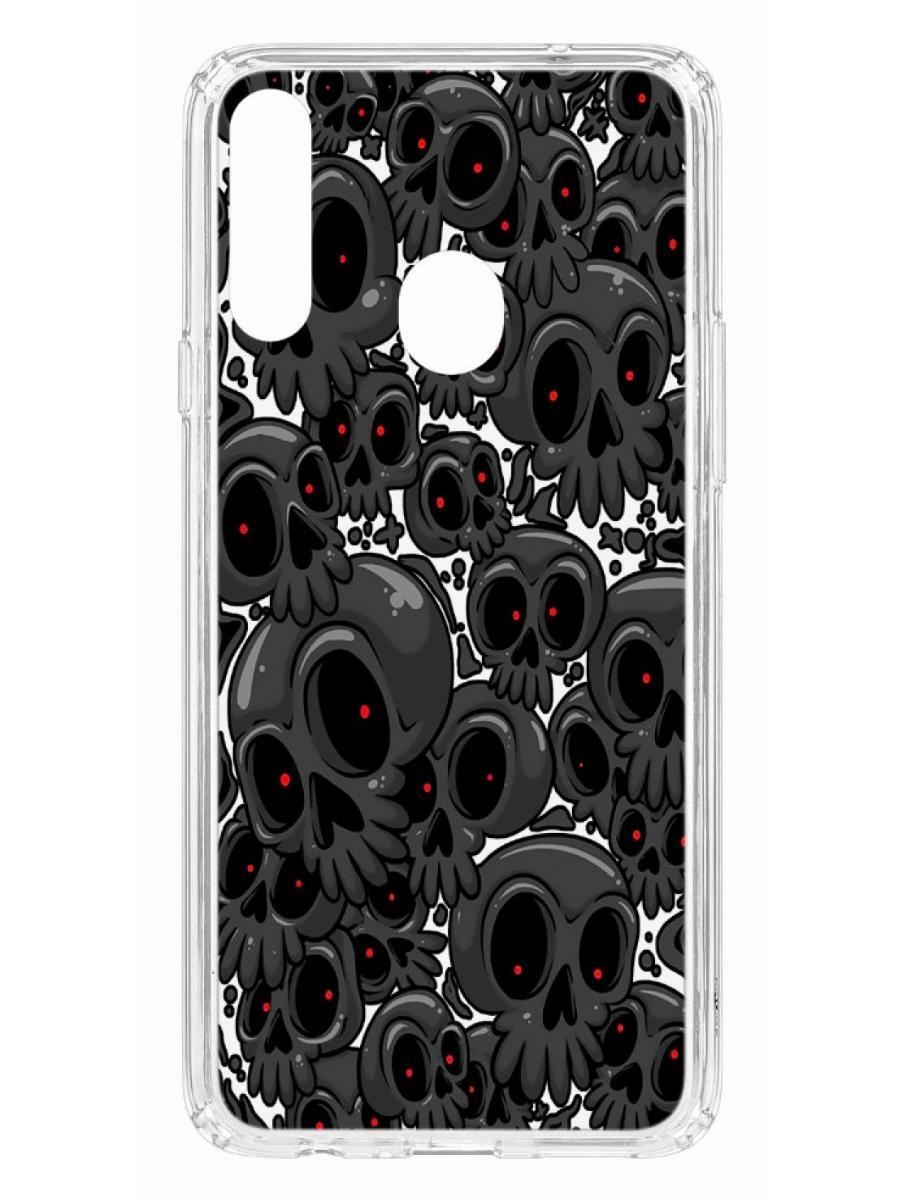 Чехол на Samsung Galaxy A20S Kruche Print Skull gray