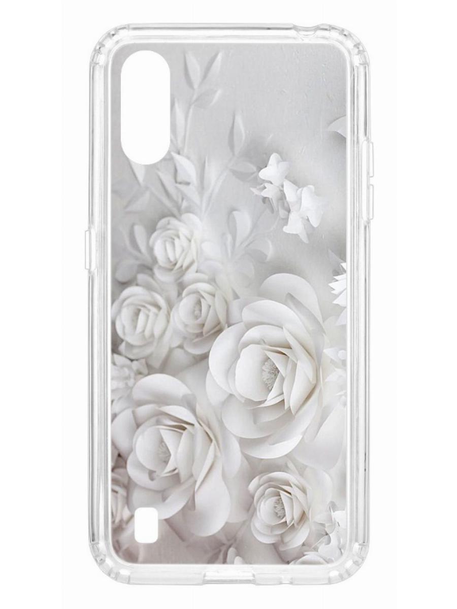 фото Чехол на samsung galaxy a01/a015 kruche print white roses кruче