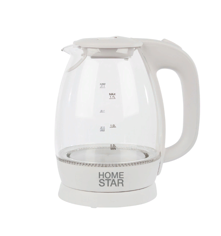 

Чайник HomeStar HS-1012 1.7 л, стекло, пластик, белый, HS-1012