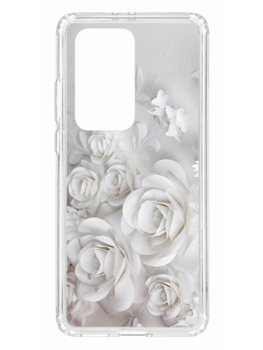 фото Чехол на huawei p40 pro+ kruche print white roses кruче