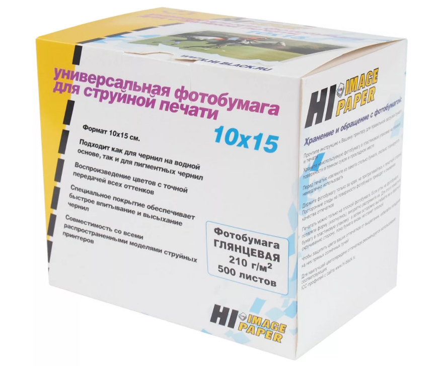 

Фотобумага Hi-Image 10x15 см 500 листов глянцевая односторонняя 170 г/м2, Белый