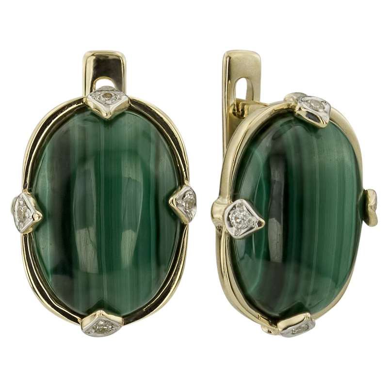 

Серьги из красного золота с фианитом, малахитом ALORIS Серьги 1510МКц, Серьги 1510МКц