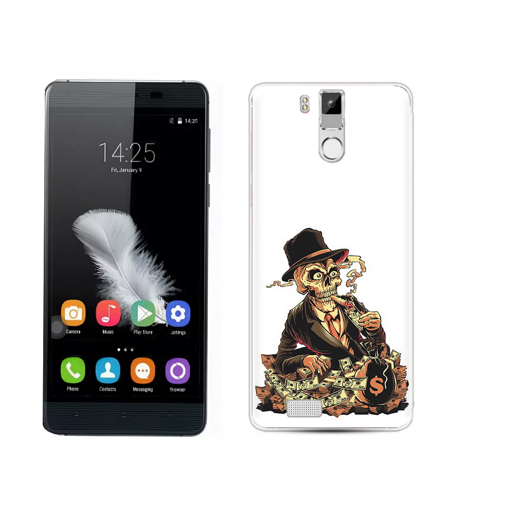 

Чехол MyPads Tocco для Oukitel K6000 Pro нарисованный череп с сигаретой, Прозрачный, Tocco