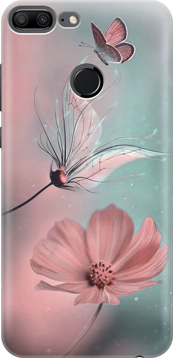 

Силиконовый чехол на Honor 9 Lite с принтом "Бабочка и цветы", Голубой;розовый, 4455