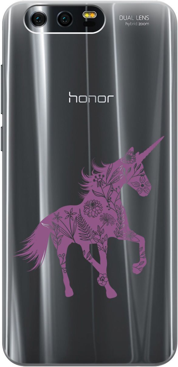 

Силиконовый чехол на Honor 9с 3D принтом "Floral Unicorn" прозрачный, Прозрачный;фиолетовый, 5224