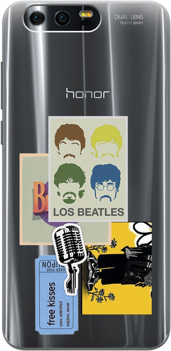 

Силиконовый чехол на Honor 9с 3D принтом "Beatles Stickers" прозрачный, Прозрачный;бежевый, 5224