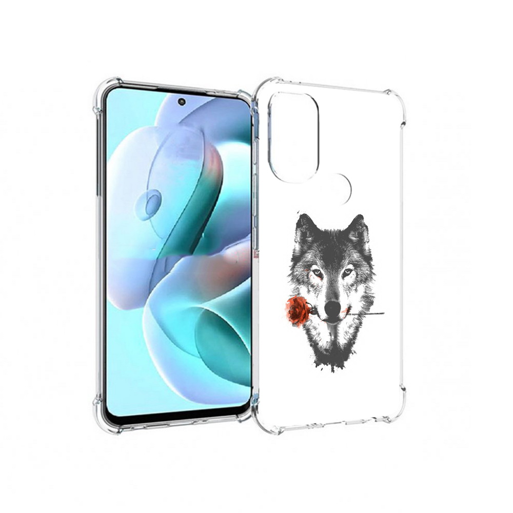 

Чехол MyPads Tocco для Motorola Moto G71 волк с розой (PT227080.353.270), Прозрачный, Tocco
