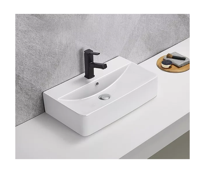 Накладная белая раковина для ванной GiD N1344 прямоугольная керамическая