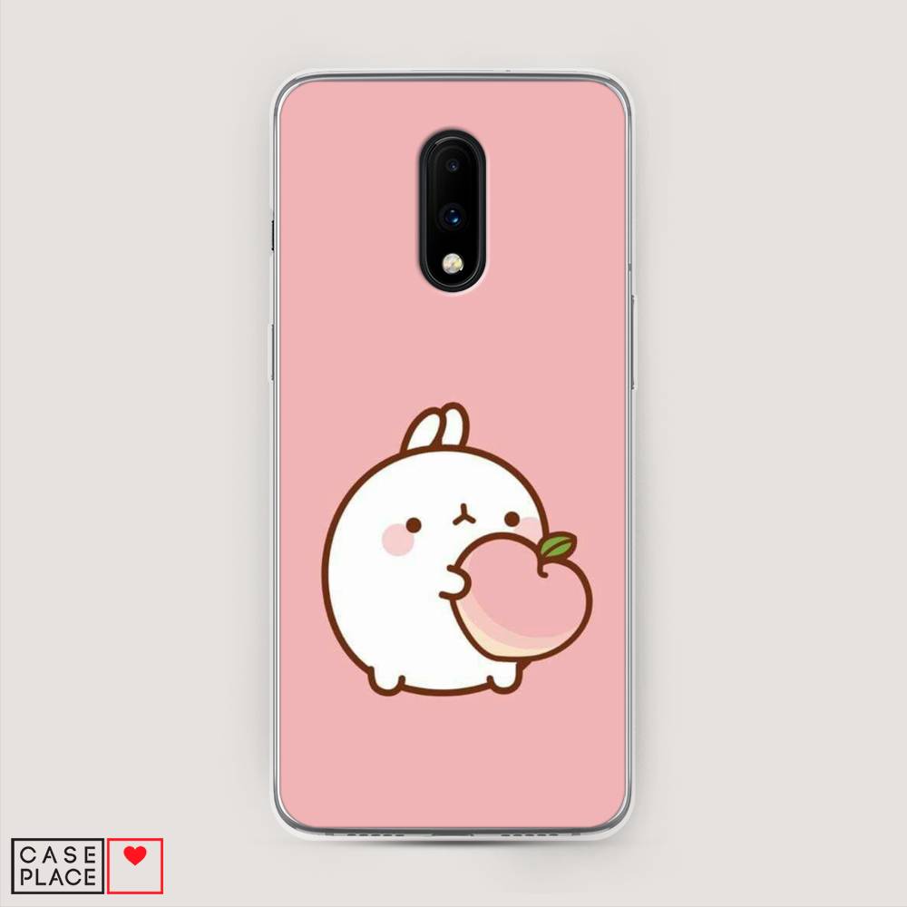 

Чехол Awog на OnePlus 7 / ВанПлас 7 "Кролик с персиком", Розовый;бежевый, 150750-1