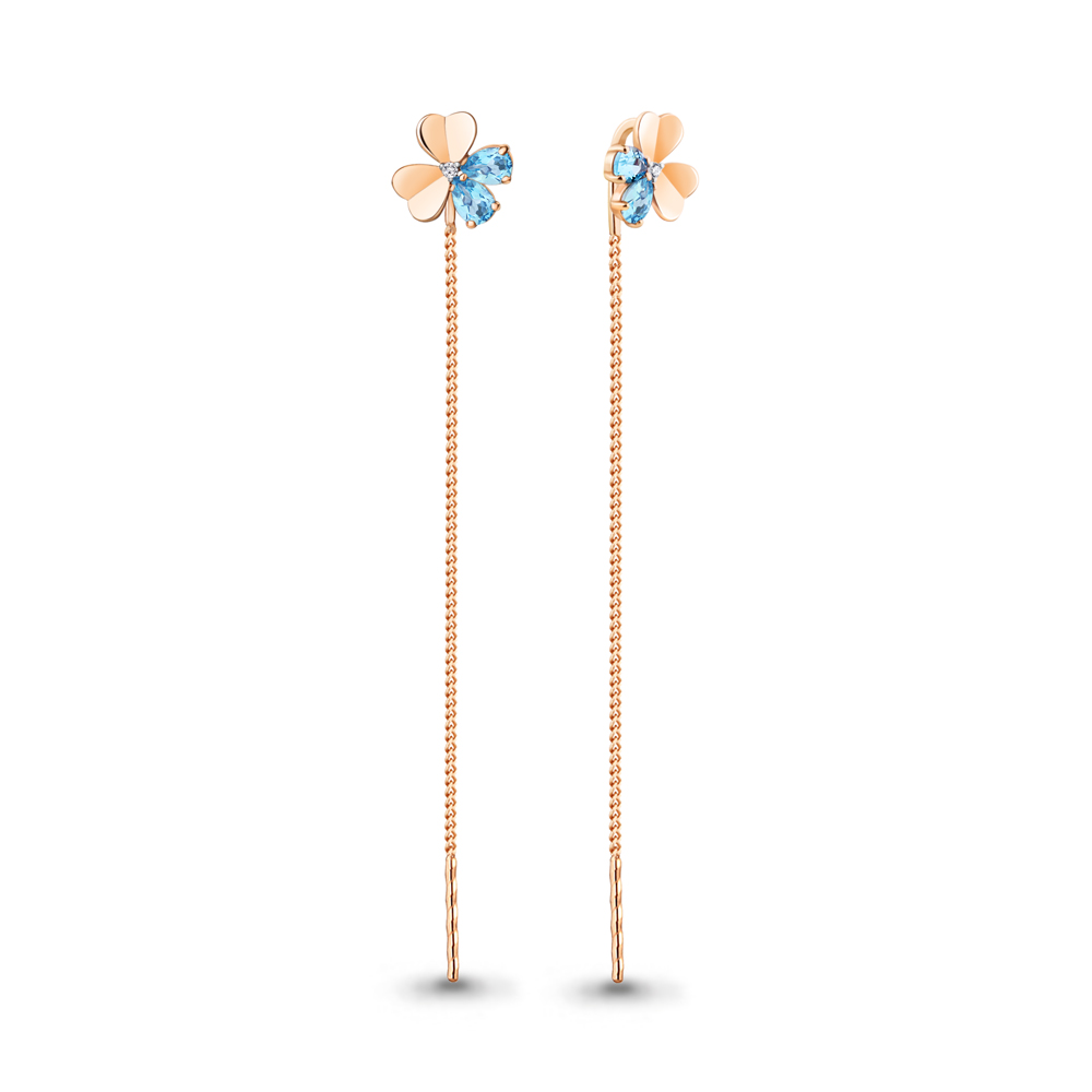 

Серьги из серебра с топазом\фианитом Aquamarine Aquamarine 4767705А_925_з, 4767705А_925_з