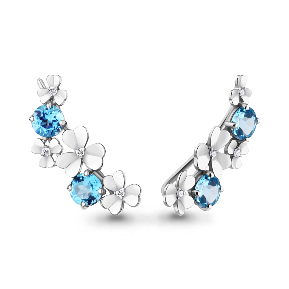 

Серьги из серебра с топазом\фианитом Aquamarine Aquamarine 4767605А_925_р, 4767605А_925_р