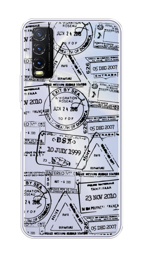 

Чехол на Vivo Y20 "Visa stamps 2", Белый;черный;серый, 263650-2