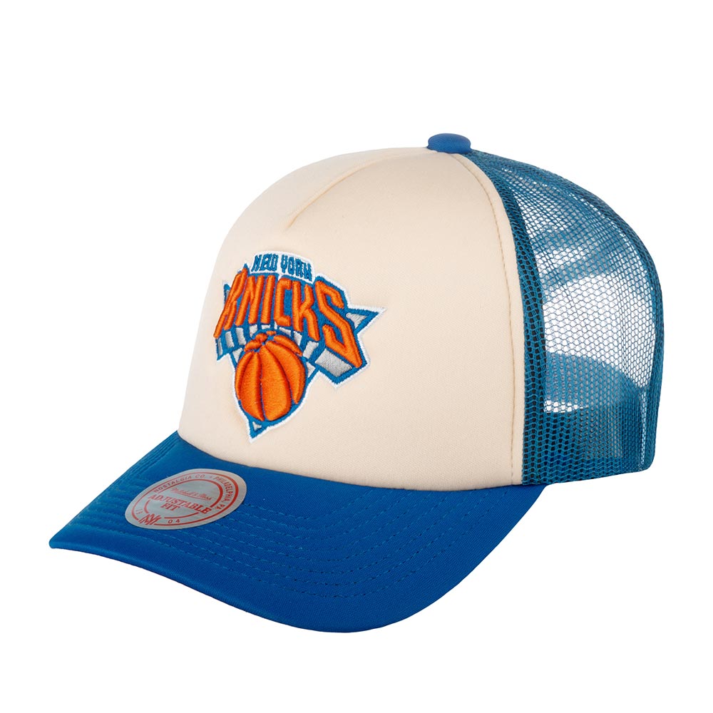 Бейсболка унисекс MITCHELL NESS 5HSSSH21334-NYKOFWH New York Knicks NBA бежевая / синяя