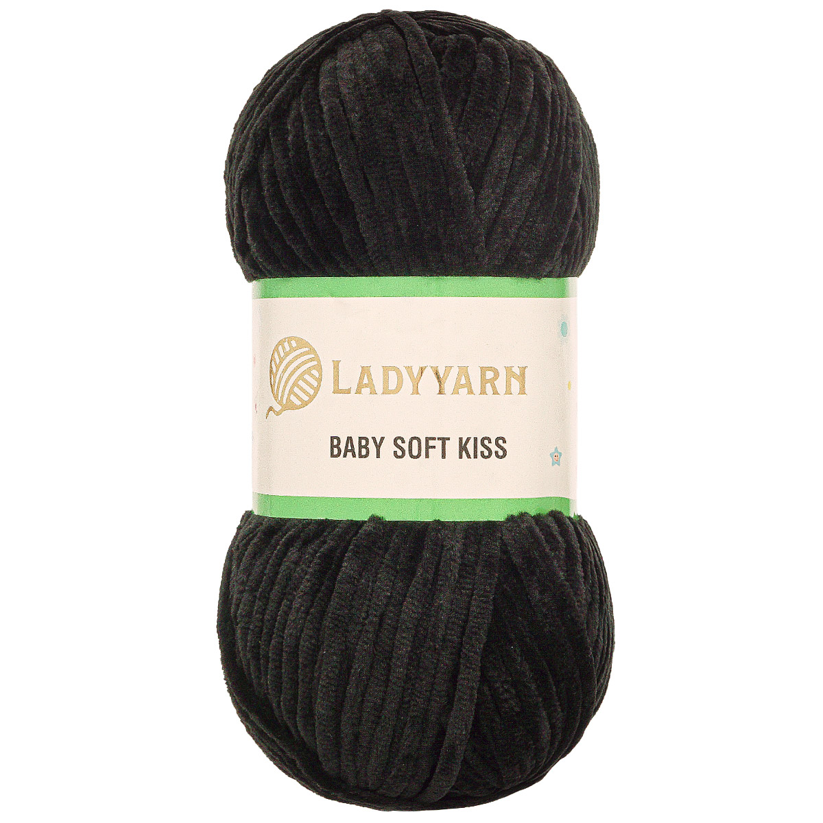 Пряжа плюшевая LadyYarn 'Baby Soft Kiss' 100г 100м, микрополиэстер (черный), 5 шт