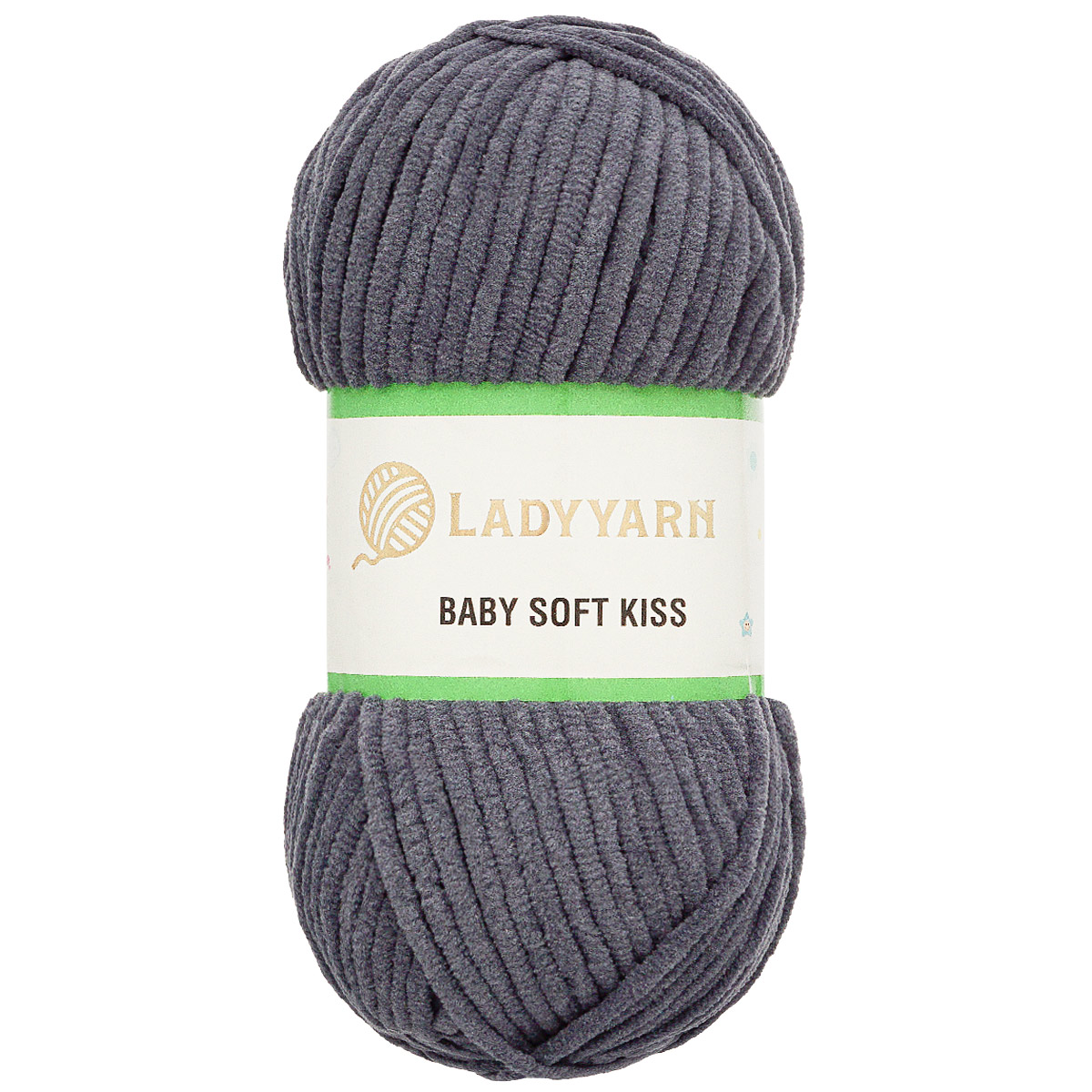 Пряжа плюшевая LadyYarn 'Baby Soft Kiss' 100г 100м, микрополиэстер (серо-синий), 5 шт