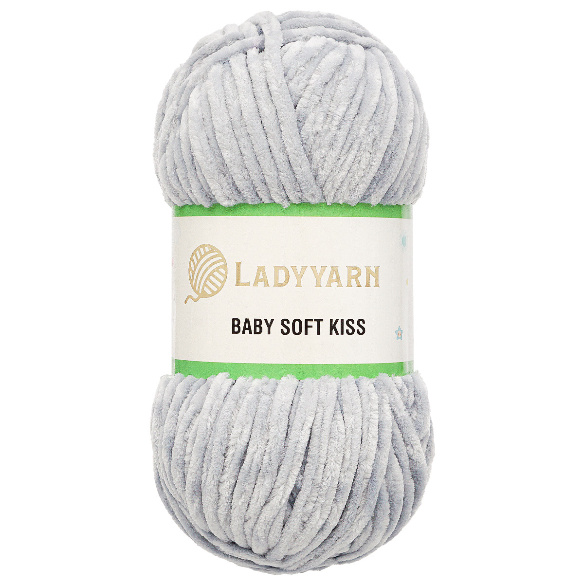 Пряжа плюшевая LadyYarn 'Baby Soft Kiss' 100г 100м, микрополиэстер (серый), 5 шт