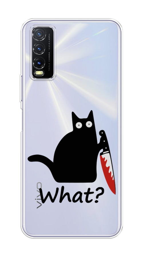 

Чехол на Vivo Y20 "Котик с ножом", Черный;красный, 263650-6