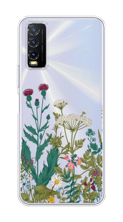 

Чехол на Vivo Y20 "Дикие полевые цветы", Зеленый;розовый;белый, 263650-2