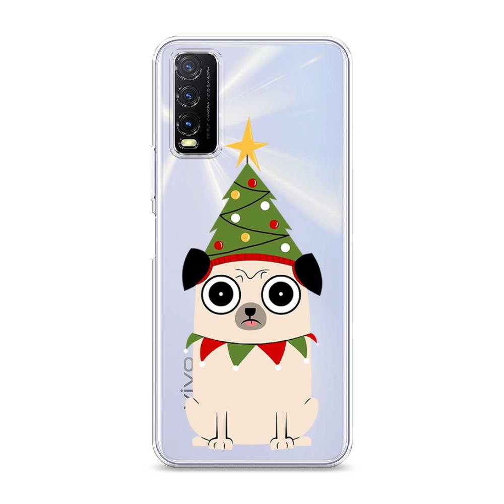 

Чехол на Vivo Y20 "Собачка с ёлочкой", Бежевый;красный;зеленый, 263650-1