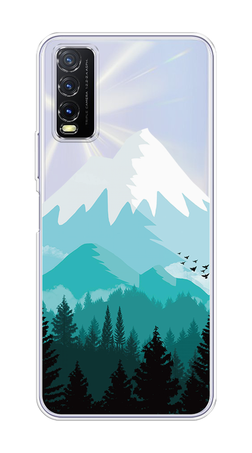 

Чехол на Vivo Y20 "Синяя снежная гора", Белый;голубой, 263650-2