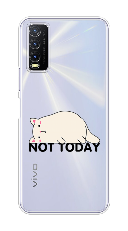 

Чехол на Vivo Y20 "Cat not today", Белый;розовый;черный, 263650-1