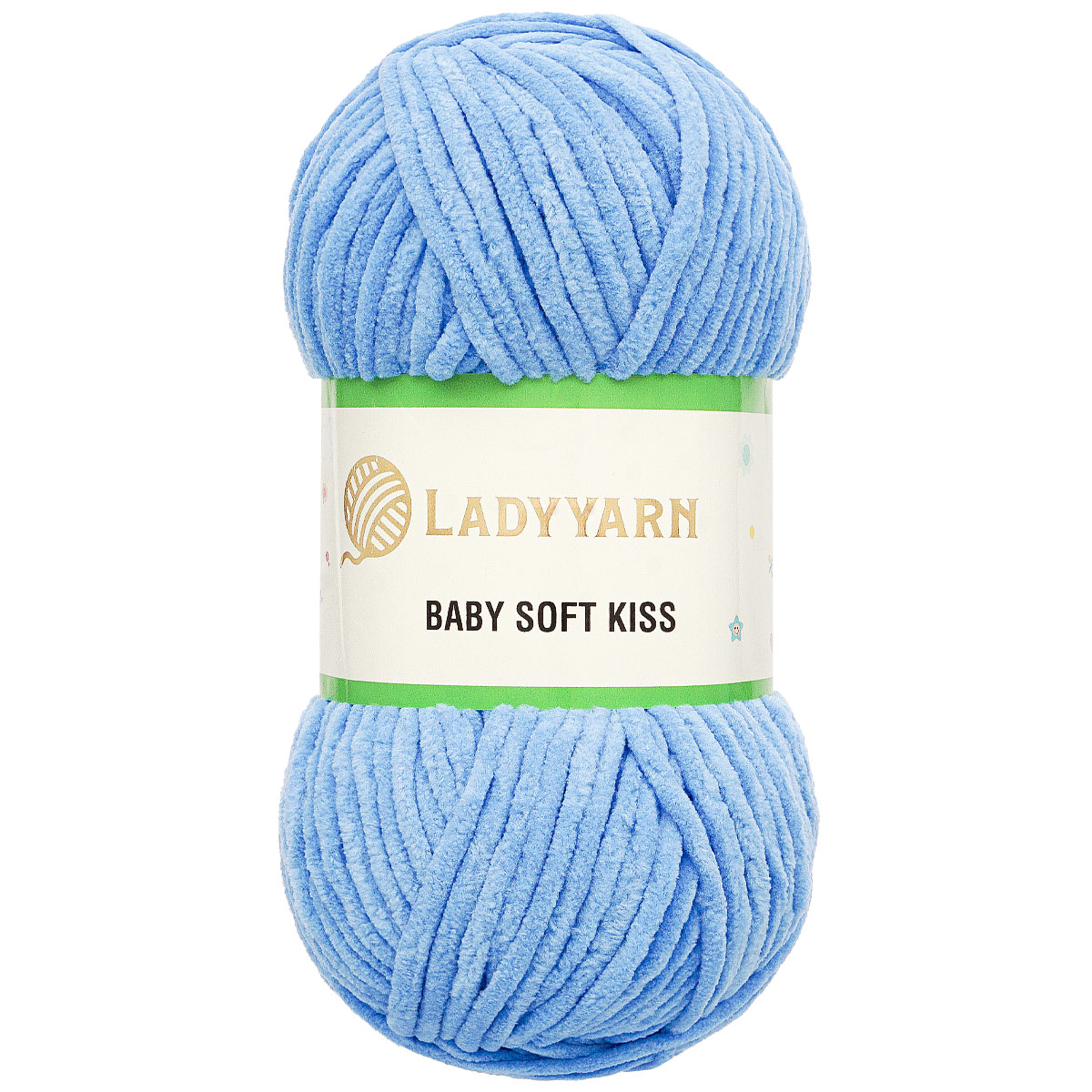 Пряжа плюшевая LadyYarn 'Baby Soft Kiss' 100г 100м, микрополиэстер (голубой), 5 шт