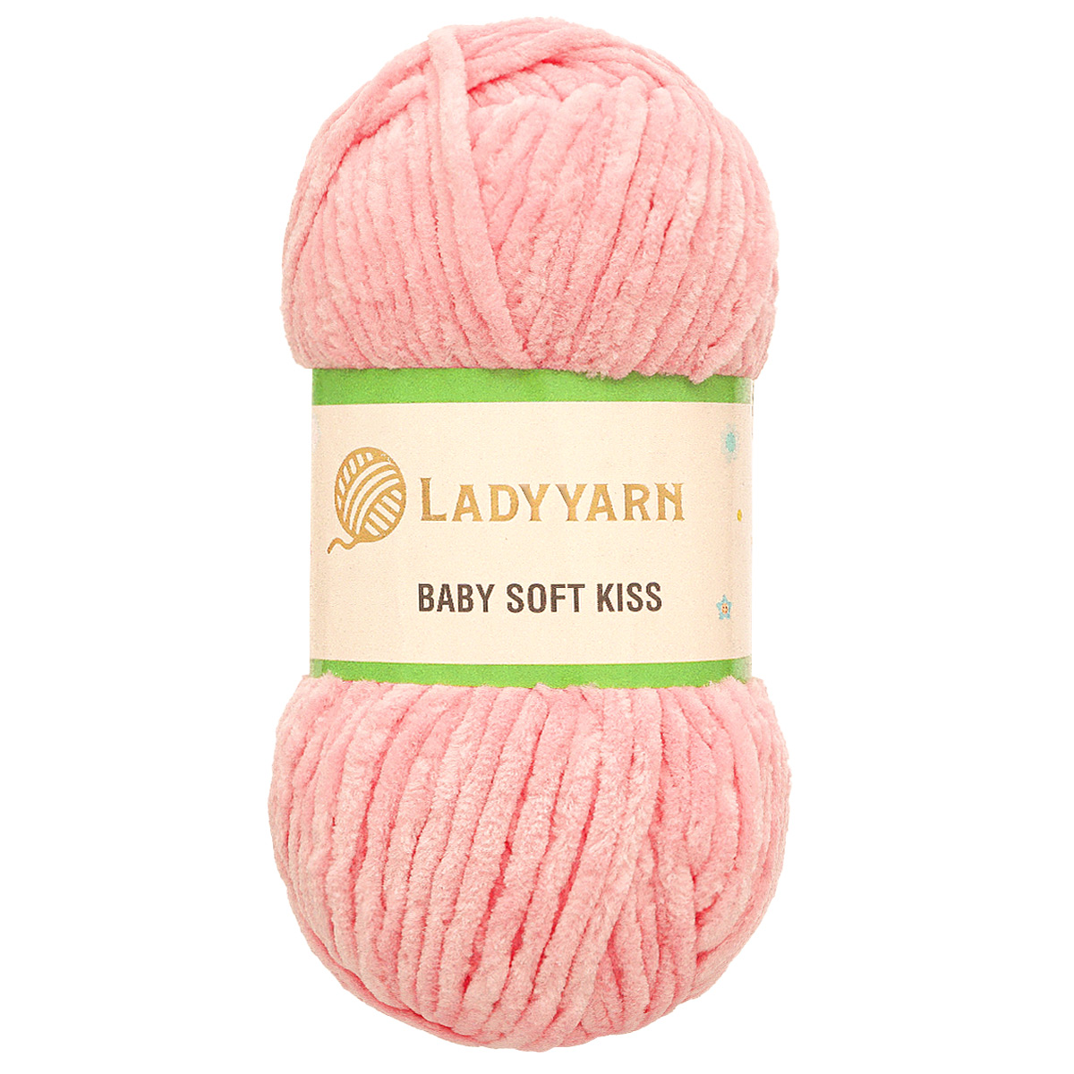 Пряжа плюшевая LadyYarn 'Baby Soft Kiss' 100г 100м, микрополиэстер (розовый), 5 шт