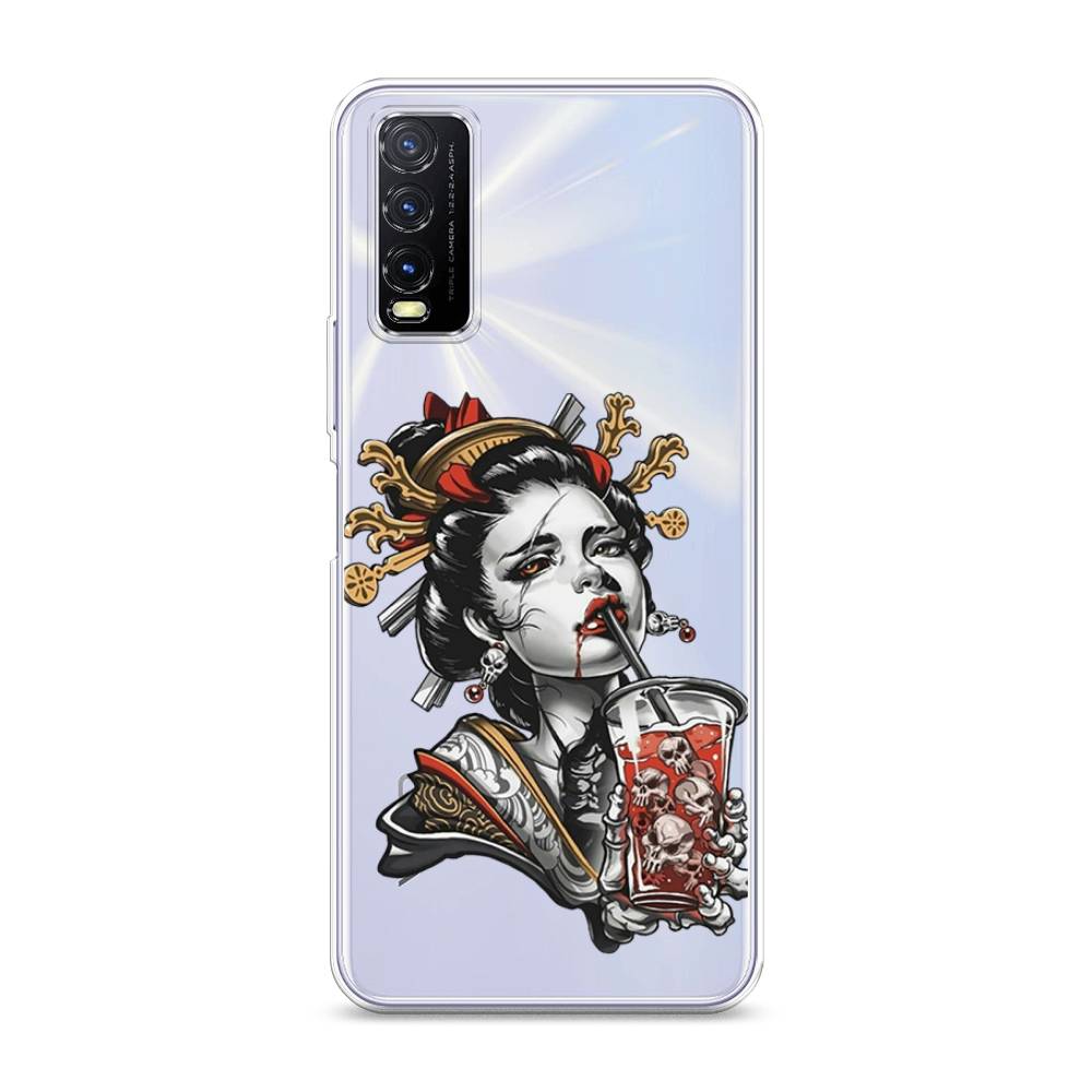 

Чехол на Vivo Y20 "Опасная гейша", Красный;черный;серый, 263650-4