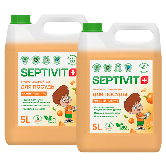 

Набор Septivit Premium средство для мытья посуды Сочный Цитрус 5л+5л